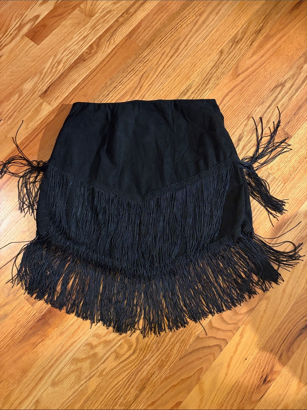Black Fringe Mini Skirt